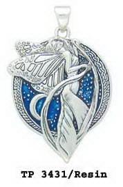 Moonlight Faery Sterling Silver Pendant with Enamel TP3431MBL - Jewelry
